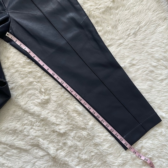 Rebecca Taylor Pants Vegan Leather Track Pant Crop Dark Navy Blue 14 NWT New - Picture 12 of 13